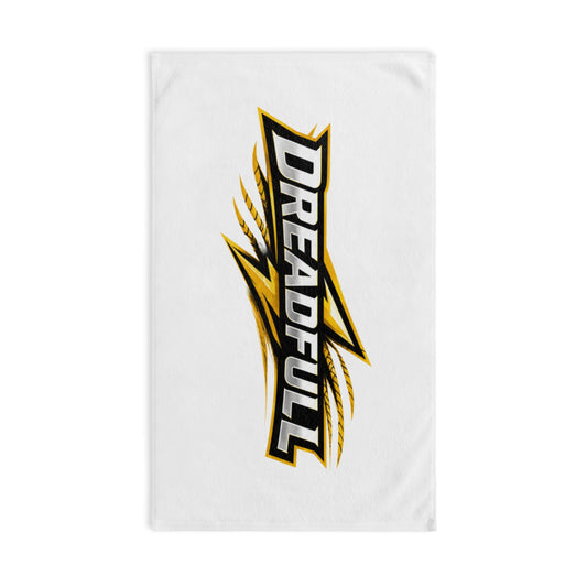 Dreadfull Logo Hand Towel — Bold Black & Gold Graphic